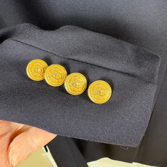 Chaps Ralph Lauren Mens Navy Wool Blazer Sport Coat Jacket Gold Buttons Size 44R